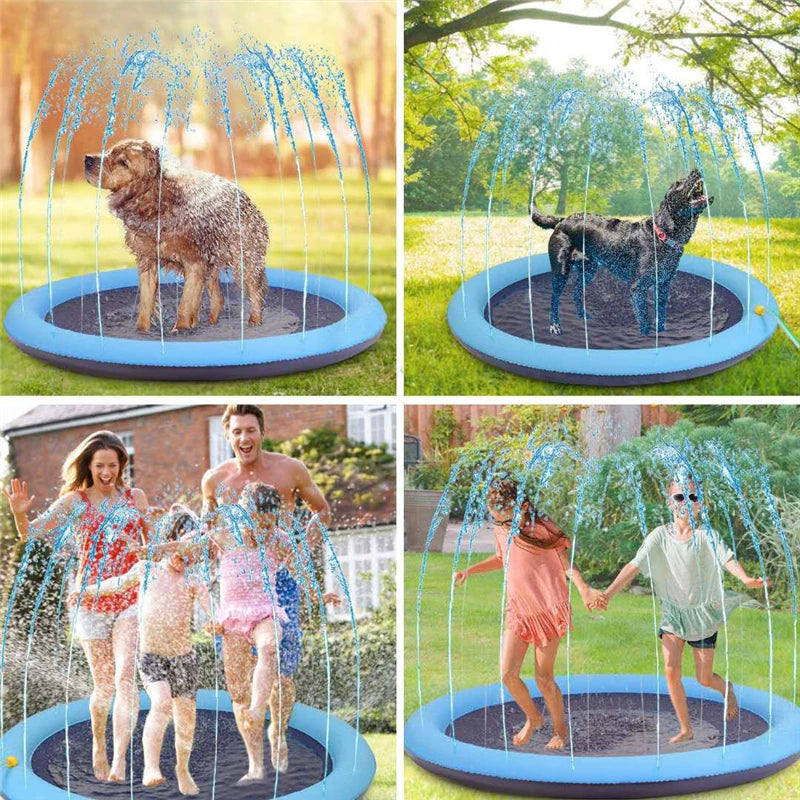 Inflatable Splash Sprinkler Pad Pet Swimming Pool Sprinkler for Kids Folding Pool Cat Bath Basin Cat Dog Water Spray Mat Toy